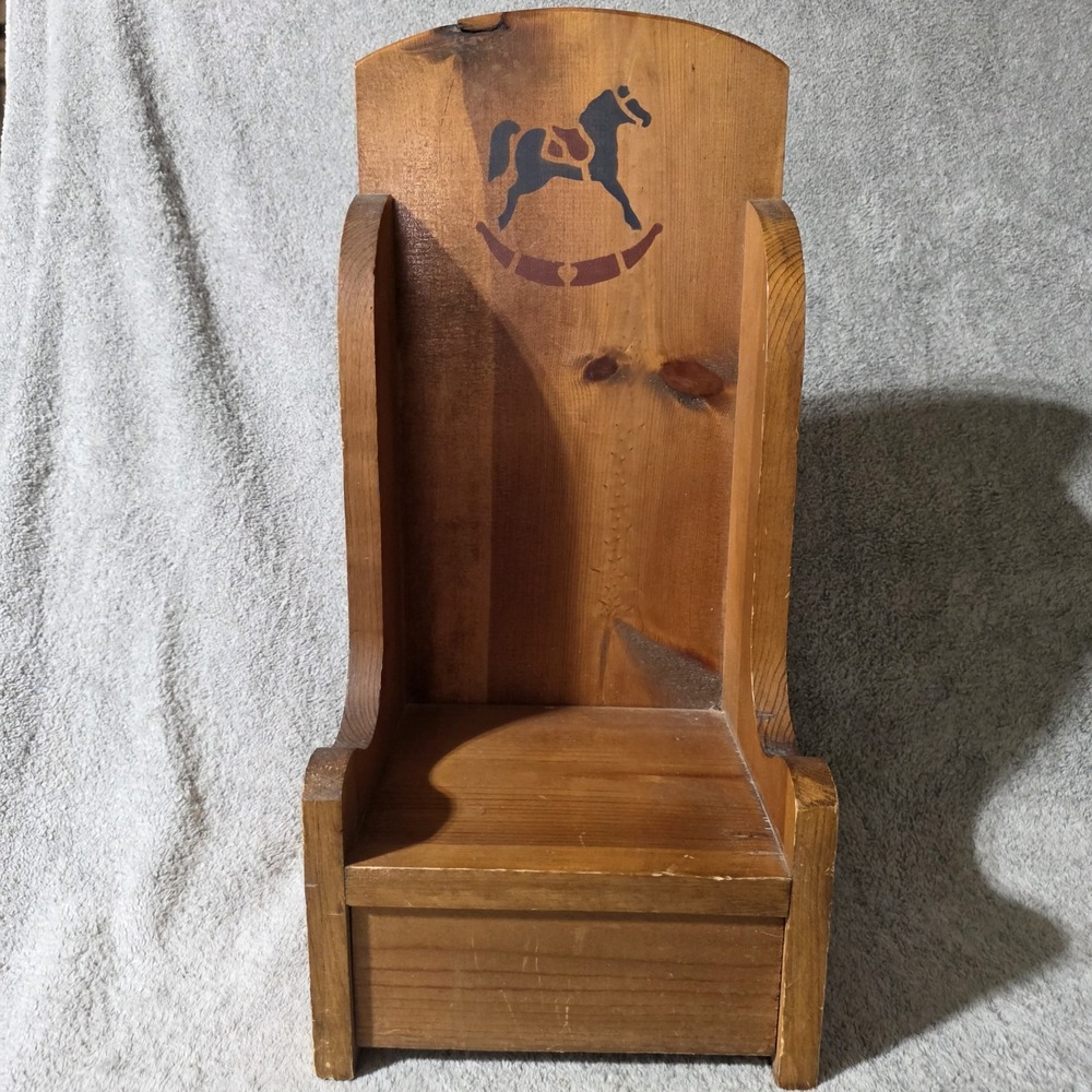 Vintage Handmade Wooden Toddler Or Doll Chair Rocking Horse